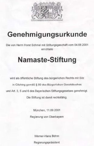 gruendungsurkunde namaste stiftung