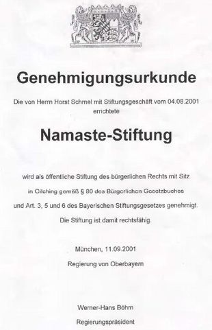 gruendungsurkunde namaste stiftung